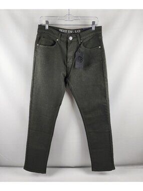 Vintage Genes Black Jeans Mens 30x30 Green Slim Fit Denim NWT